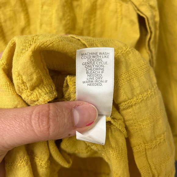 J. Jill Peplum Tiered Babydoll Woven Textured Mustard Yellow Blouse Size S - Picture 6 of 10